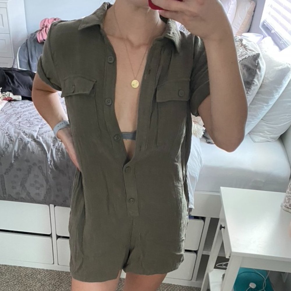 Army Green Utility Romper